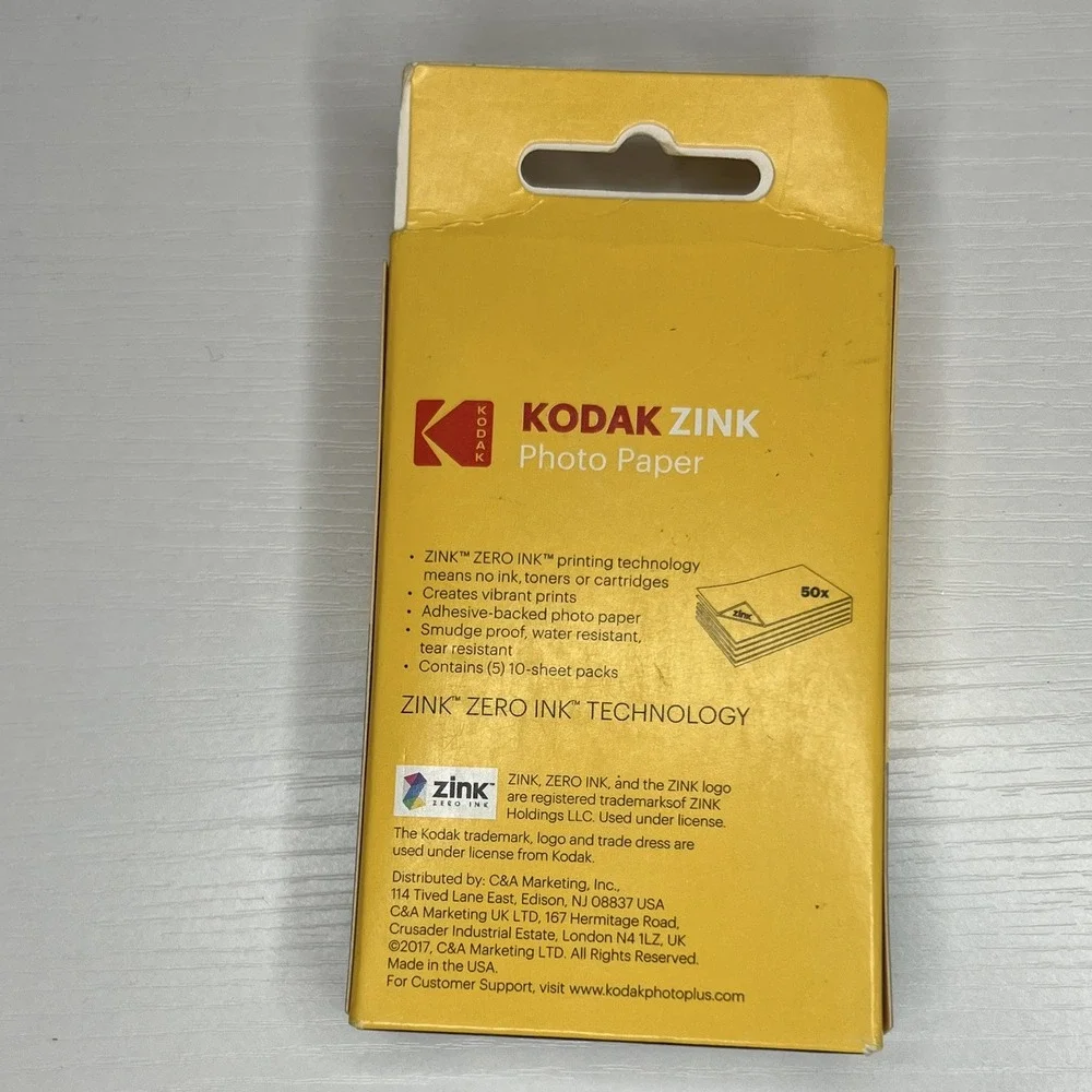 Kodak ZINK 2x3 Glossy Photo Paper 50 Sheets Zero Ink Technology Water Resistant